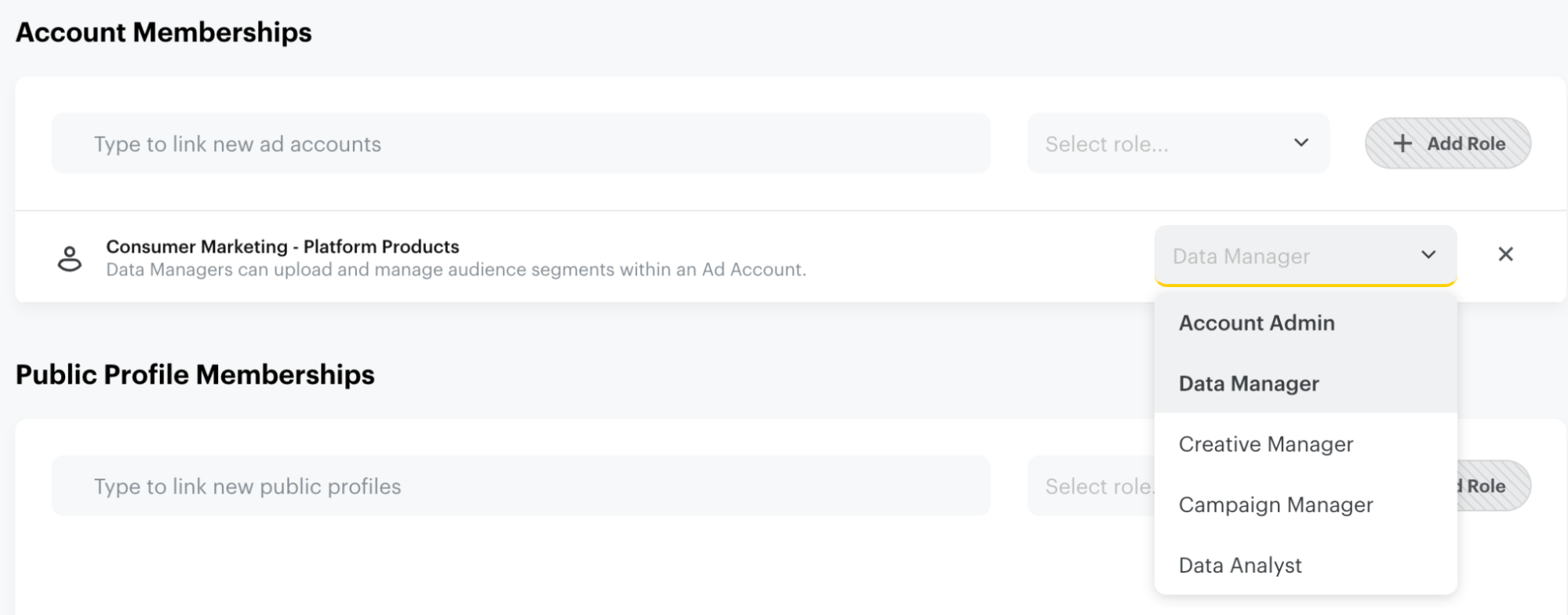 Edit Ad Account Member Roles and Permissions
