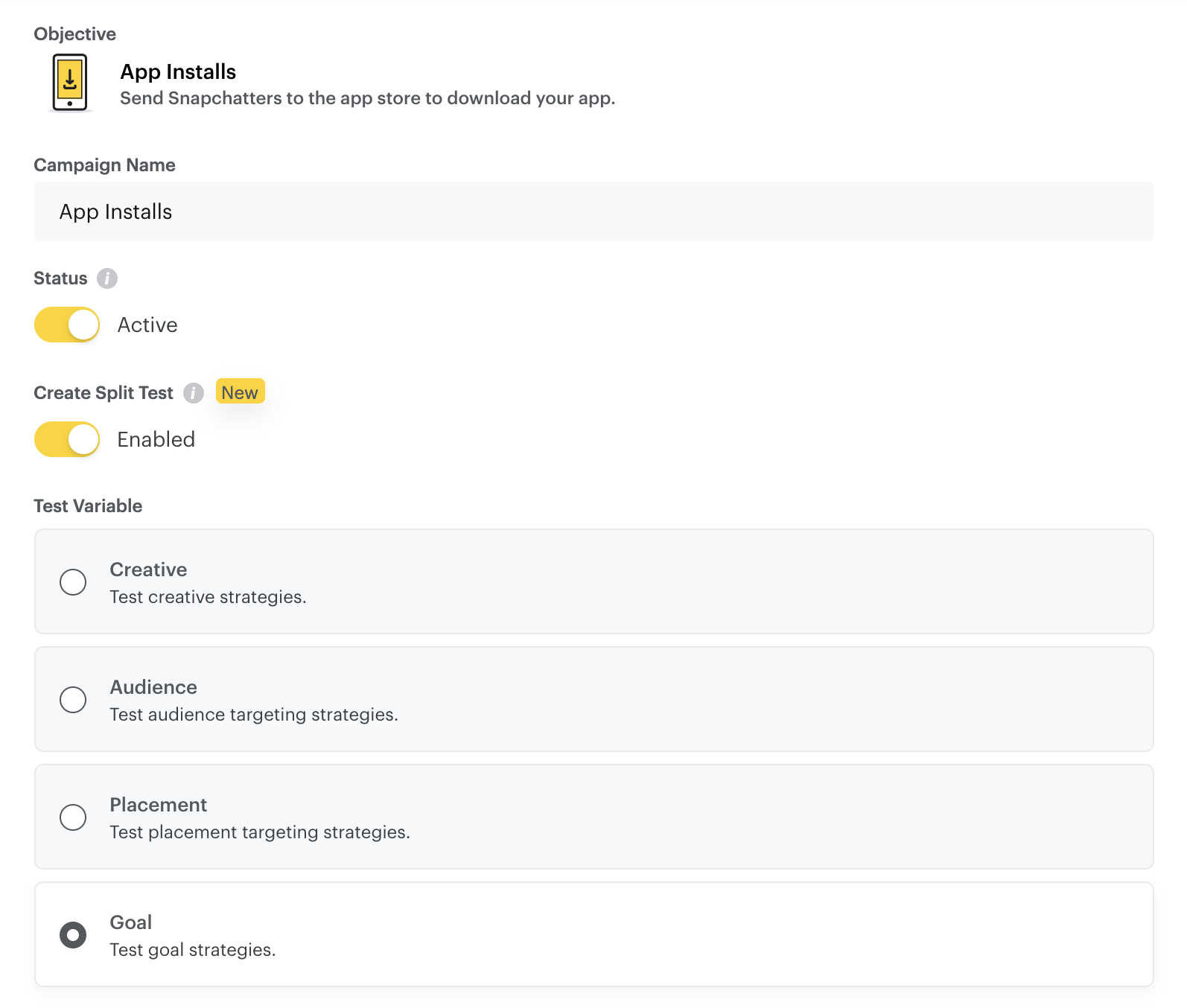 Create a Split Test