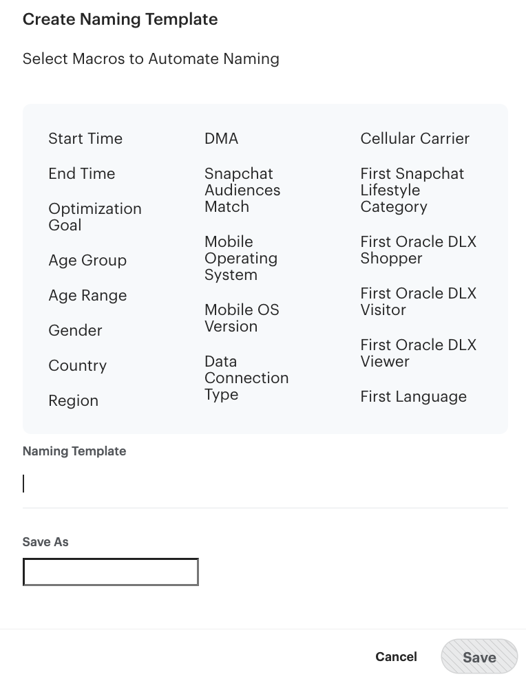 Create Custom Naming Templates