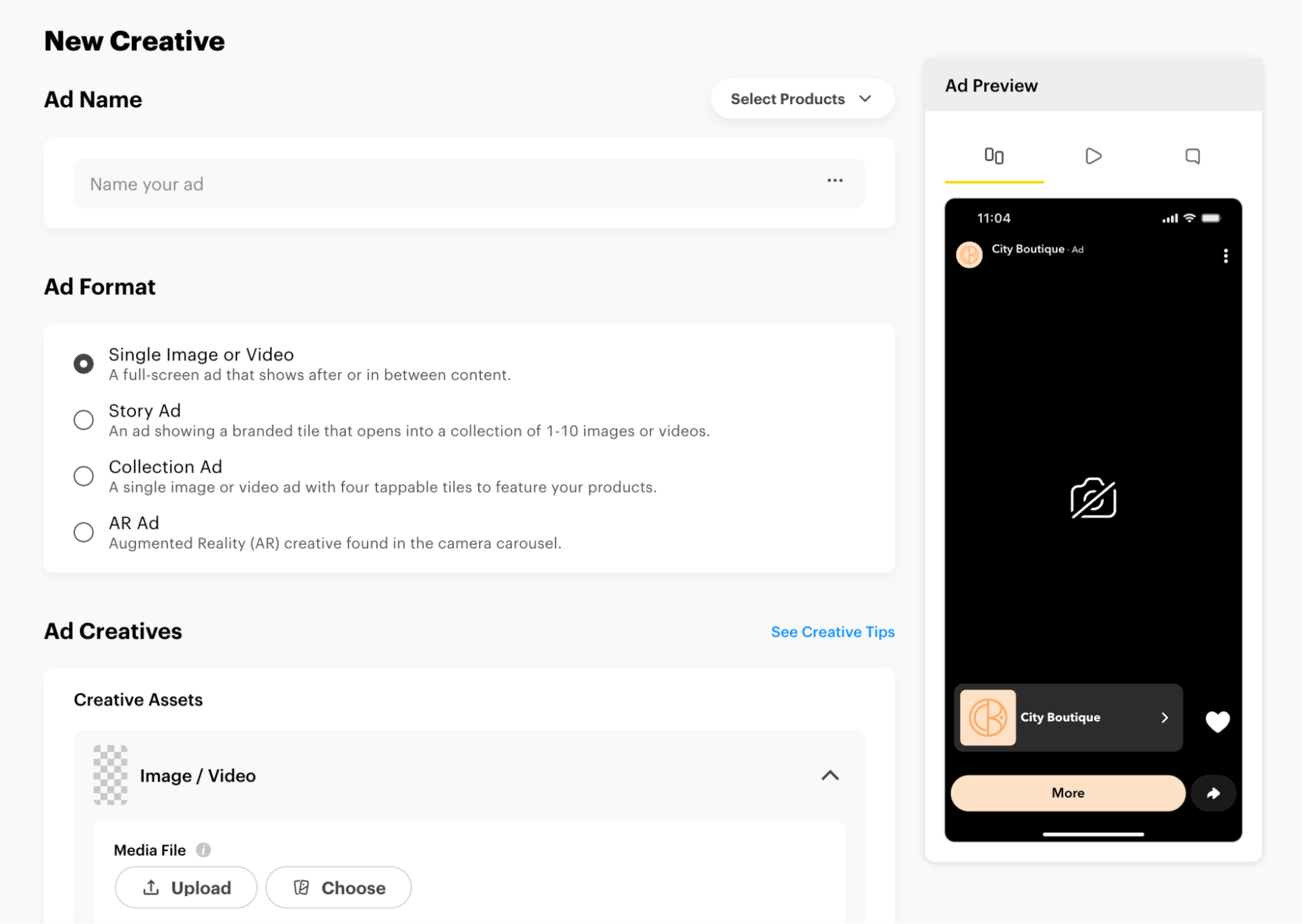 Create a Single Image or Video Ad for Your Product